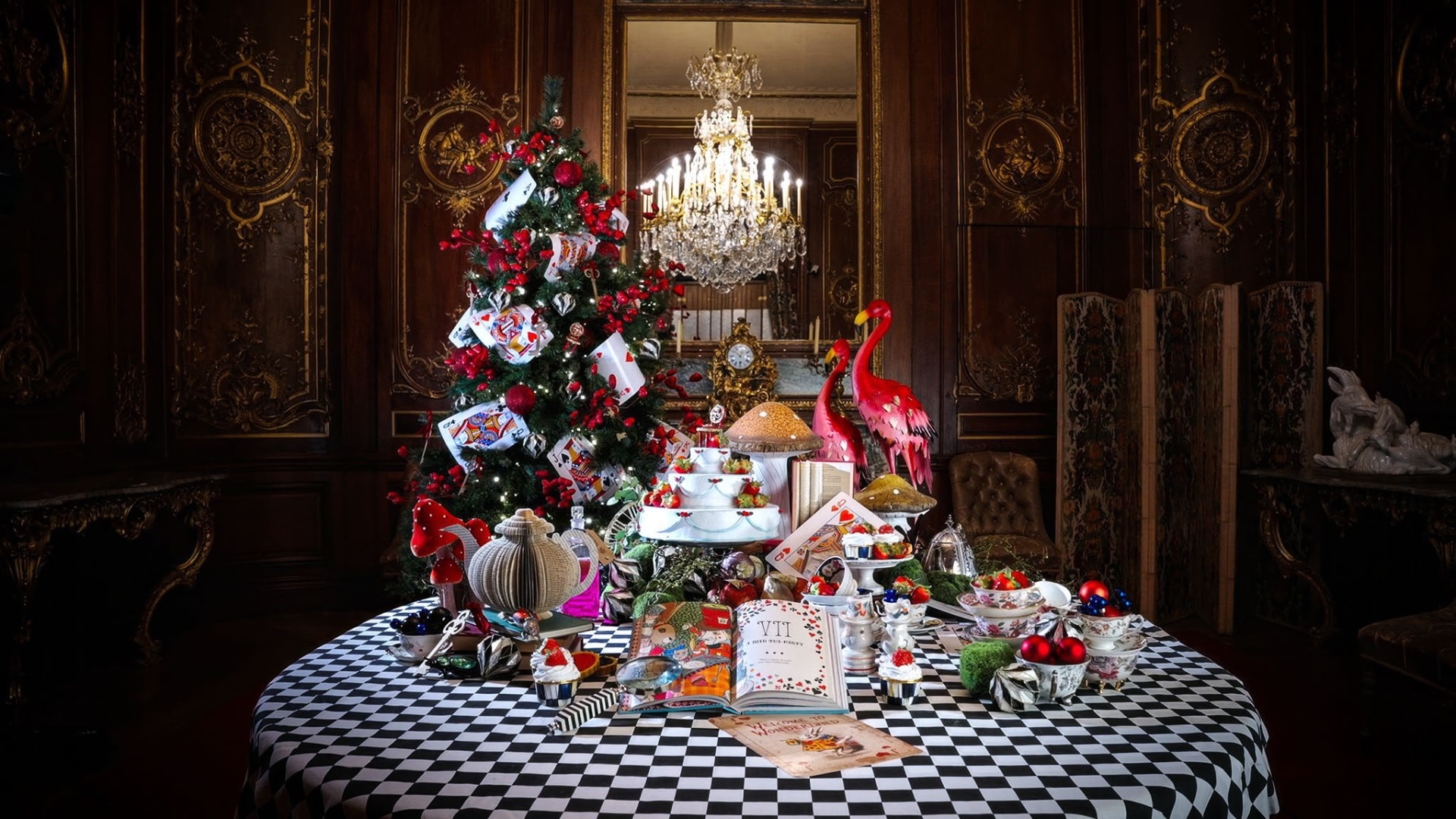 Handmade artificial cakes and cupcakes by SCprops on the Alice’s Christmas Wonderland table at Castle Howard